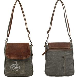 Myra Bag • Upcycled canvas leather shoulder bag